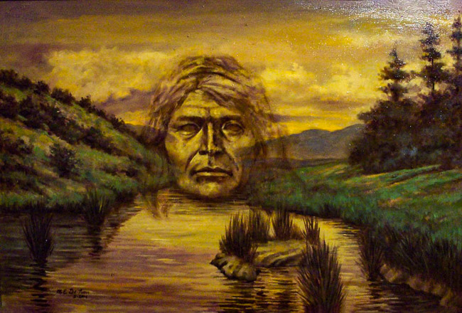 Chief Crazy Horse over a New Mexican creek