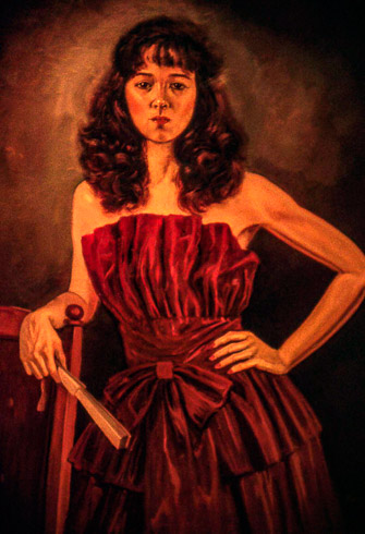 Unk model in red dress