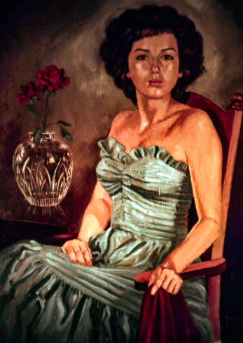 Unk model in white dress